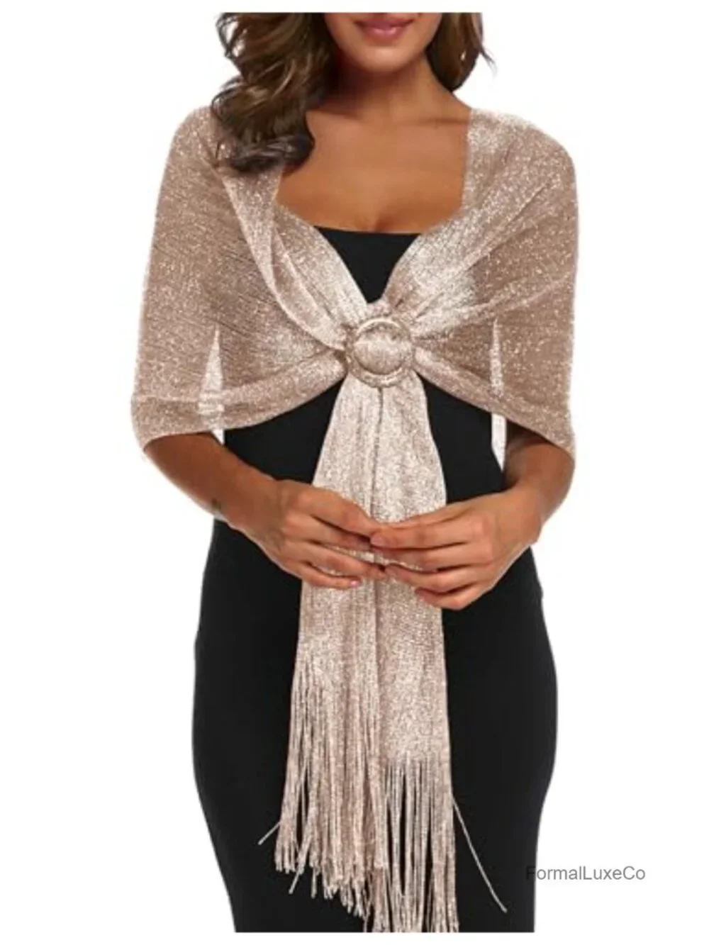 Sparkle Evening Shawl Wrap for Women with Buckle - Wedding Party Formal